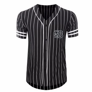 Tonton Sportswear Svart og hvitt vertikale striper baseballtrøyer